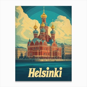 Aihrgdesign A Retro Travel Poster For Helsinki 4 Canvas Print