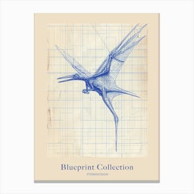 Pteranodon Dinosaur Blue Print Poster Canvas Print