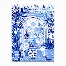 Jardin Majorelle Morocco Modern Blue Illustration 6 Canvas Print
