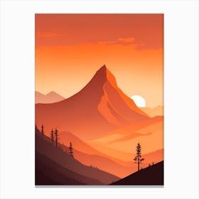 Misty Mountains Vertical Composition In Orange Tone 95 Canvas Print