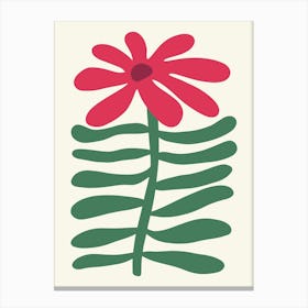 Flower Art Daisy Red Organic Naïf Canvas Print