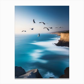 Seagulls Flying Over The Ocean Canvas Print