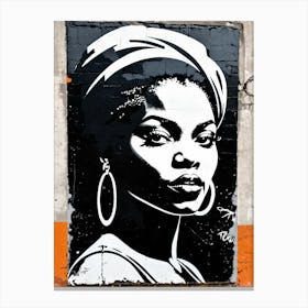 Vintage Graffiti Mural Of Beautiful Black Woman 93 Canvas Print