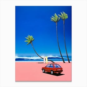 Hiroshi Nagai - Vaporwave Aesthetic Red Car Canvas Print