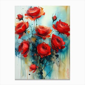 A Dozen Red Roses Alcohol Ink Pt. 2 Canvas Print