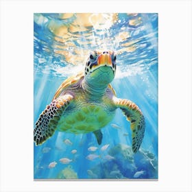 Sea Turtle In The Ocean Blue Aqua 8 Canvas Print