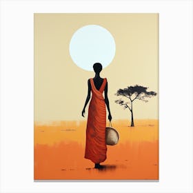 African Woman With Basket | Boho Style Canvas Print