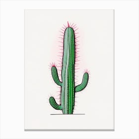 Fishhook Cactus Minimal Line Drawing 3 Canvas Print