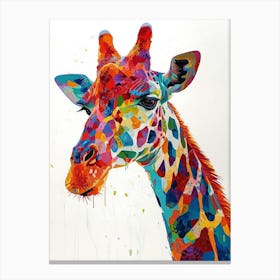 Watercolour Geometric Colourful Giraffe Canvas Print