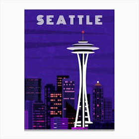 Seatle, USA — Retro travel minimalist poster Canvas Print