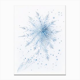 Water, Snowflakes, Pencil Illustration 2 Canvas Print
