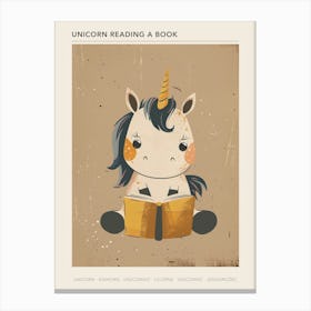 Unicorn Reading A Book Muted Pastels 1 Poster Canvas Print