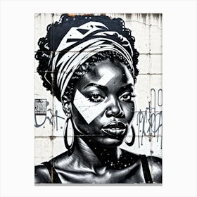 Vintage Graffiti Mural Of Beautiful Black Woman 121 Canvas Print