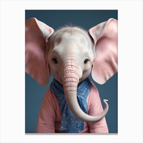 Cute Baby Elephant Nursery Ilustration (6) Canvas Print