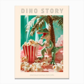 Pastel Toy Dinosaur Eating Popcorn 3 Poster Canvas Print
