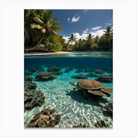 Turtles In The Ocean Canvas Print