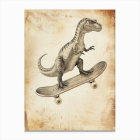 Vintage Edmontosaurus Dinosaur On A Skateboard 2 Canvas Print