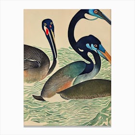 Pelican Eel Vintage Graphic Watercolour Canvas Print