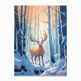 Winter Moose 2 Illustration Canvas Print