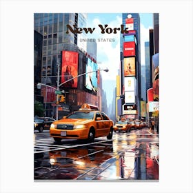 New York United States Times Square Modern Travel Art Canvas Print