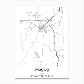 Magog,Canada Minimalist Map Canvas Print