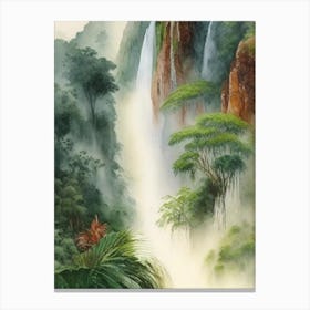 Gocta Cataracts, Peru Water Colour  (3) Canvas Print