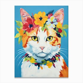 Turkish Angora Cat With A Flower Crown Painting Matisse Style 5 Canvas Print