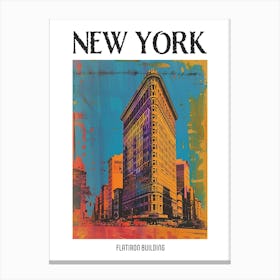 Flatiron Building New York Colourful Silkscreen Illustration 1 Poster Canvas Print