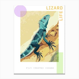 Fiji Crested Iguana Abstract Modern Illustration 3 Poster Canvas Print