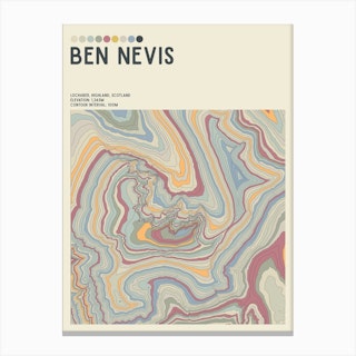 Ben Nevis Scotland Topographic Contour Map Canvas Print