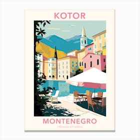 Kotor, Montenegro, Flat Pastels Tones Illustration 4 Poster Canvas Print