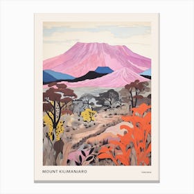 Mount Kilimanjaro Tanzania 3 Colourful Mountain Illustration Poster Canvas Print