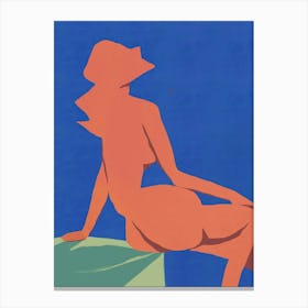 Nude Woman Sitting On A Rock Canvas Print