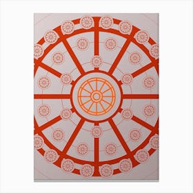 Geometric Glyph Circle Array in Tomato Red n.0109 Canvas Print