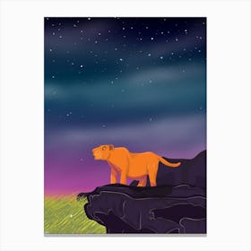 Lion At Night Canvas Print