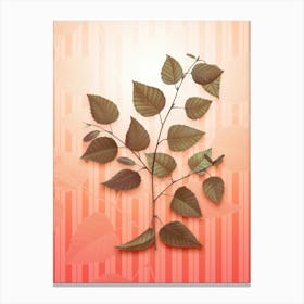 Paper Birch Vintage Botanical in Peach Fuzz Awning Stripes Pattern n.0272 Canvas Print