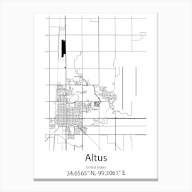 Altus,United States Minimalist Map Canvas Print