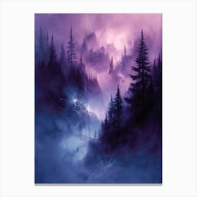 Dark Forest Bichromatic, Surrealism, Impressionism 1 Canvas Print
