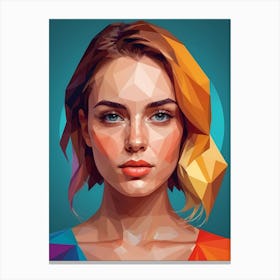 Colorful Geometric Woman Portrait Low Poly (2) Canvas Print