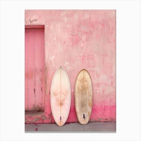 Surfboards Against Pink Wall Canvas Print