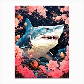 Shark With Flowers 2 Canvas Print