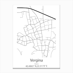 Vergina,Greece Minimalist Map Canvas Print