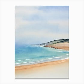 Woolacombe Beach 2, Devon Watercolour Canvas Print