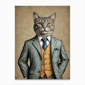 Cat In A Suit 13 Canvas Print