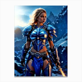 Warrior Girl In Blue Canvas Print