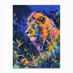 Southwest African Lion Night Hunt Fauvist Painting 2 Canvas Print