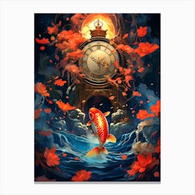 Koi Fish Clock Canvas Print