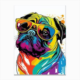 Pug Dog With Sunglasses Canvas Print