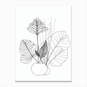 Boho Plant Bouquet Line Art 2 Canvas Print