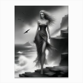 Mermaid By Person Canvas Print